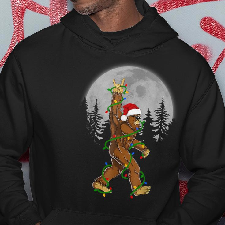 Santa Bigfoot Christmas Sasquatch Rock Roll Believe Pajamas Hoodie Personalized Gifts