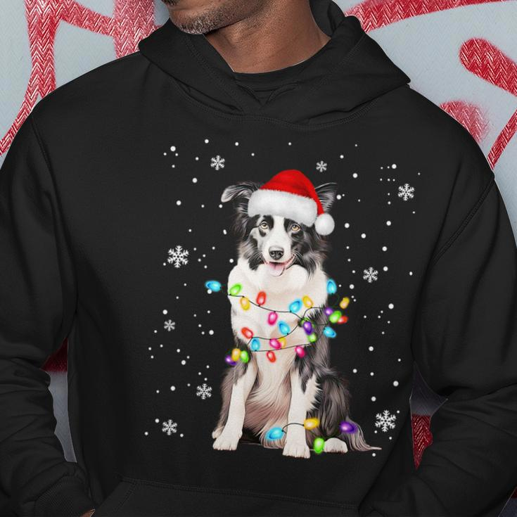 Santa Border Collie Christmas Tree Light Pajama Dog X-Mas Hoodie Funny Gifts