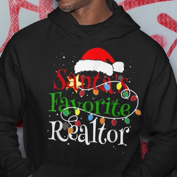 Santa's Favorite Realtor Christmas Santa Hat Lights Hoodie Unique Gifts