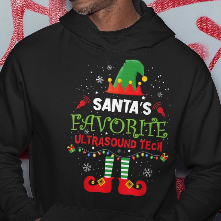 Santa's Favorite Ultrasound Tech Elf Christmas Light Hoodie Unique Gifts