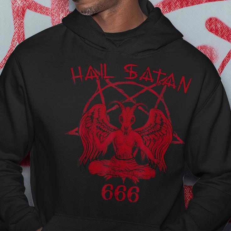 Satan Loves Me Hail Satan Teufel 666 Spruch Hoodie Lustige Geschenke