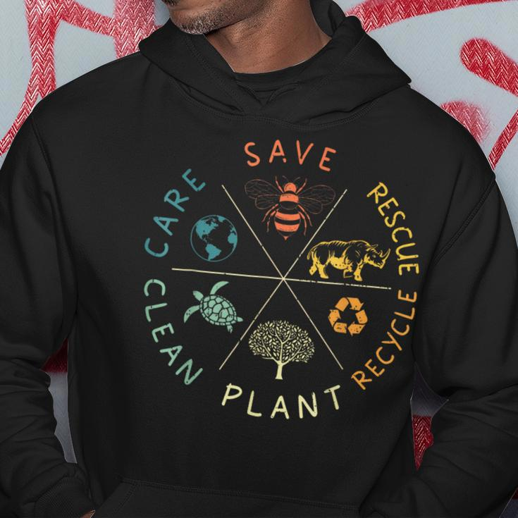Save Bees Rescue Animals Recycle Plastic Earth Day Vintage Hoodie Funny Gifts