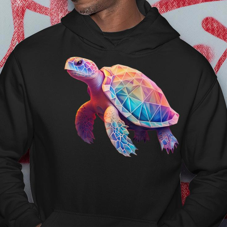 Schildkröte Bunt Polygon Pink Tiermotiv Kunst Geometrisch Kapuzenpullover Lustige Geschenke