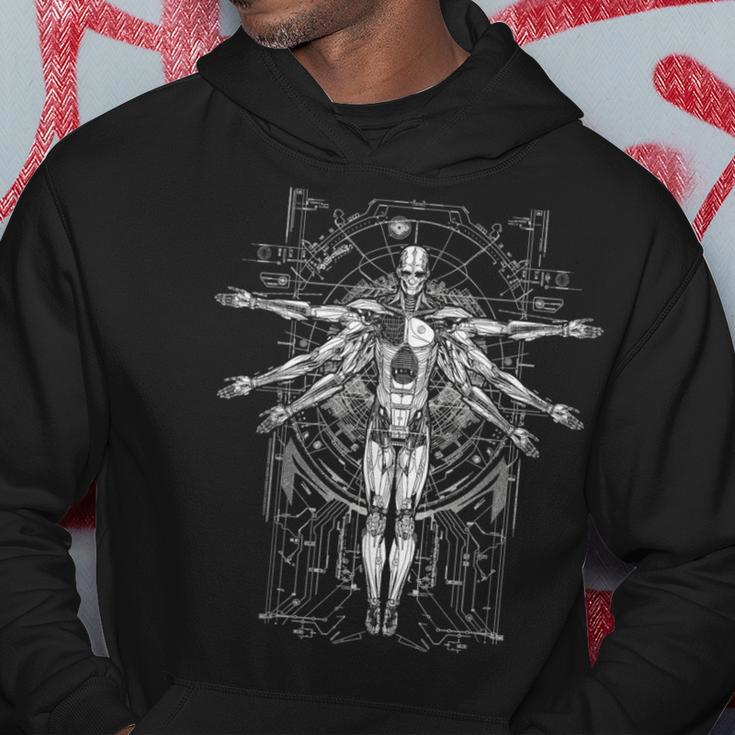 Sci-Fi Robotic Vitruvian Man Cyberpunk Illustration Hoodie Unique Gifts