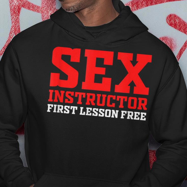 Sex Instructor First Lesson Is Free Adult Humor Orgy Jokes Hoodie Unique Gifts