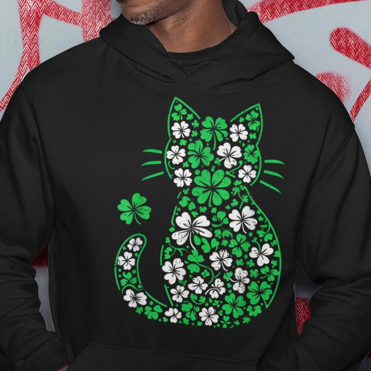 Shamrock Irish Cat Graphic Saint Patrick Day For Cat Lovers Hoodie Funny Gifts