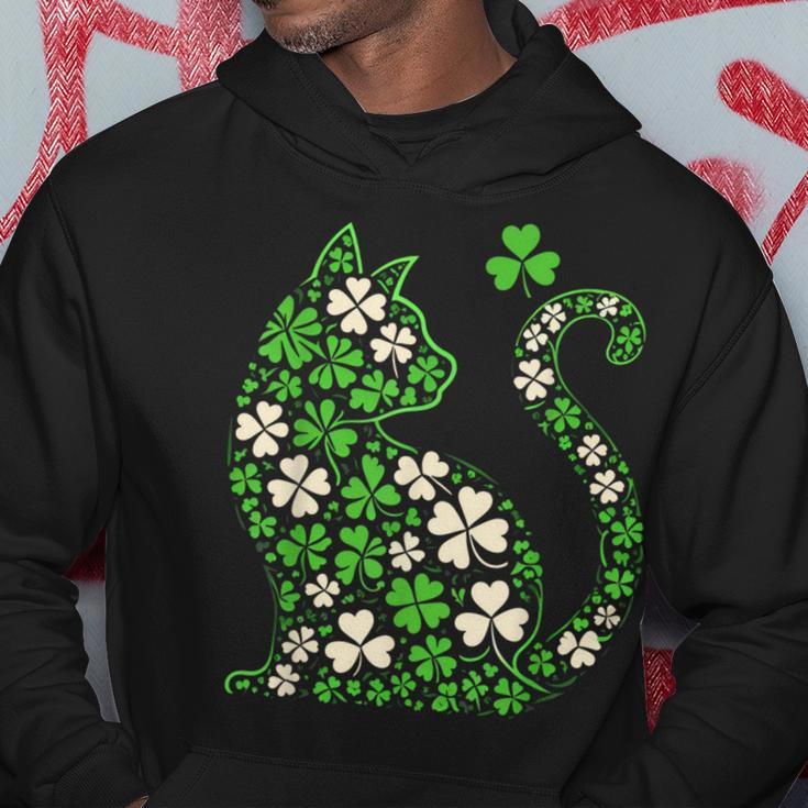 Shamrock Irish Cat Graphic Saint Patrick Day For Cat Lovers Hoodie Unique Gifts