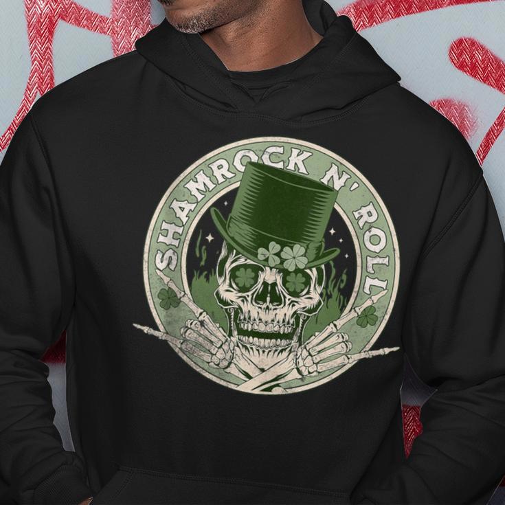 Shamrock And Roll Rock And Roll Saint Patrick's Day Skull Hoodie Unique Gifts