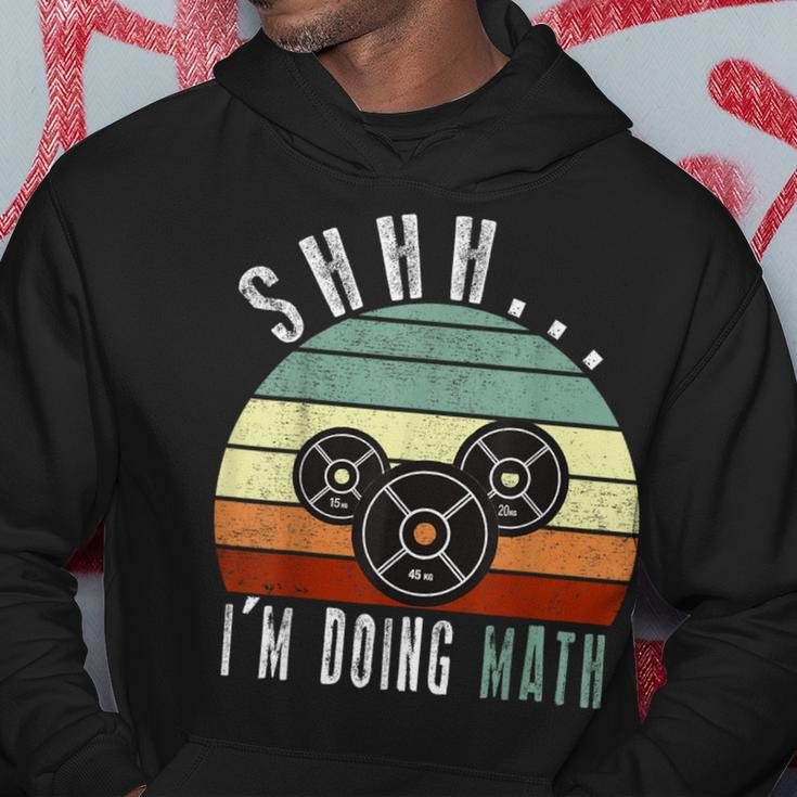 Shhh I'm Doing Math Weight Lifting Gym Workout Retro Vintage Hoodie Unique Gifts