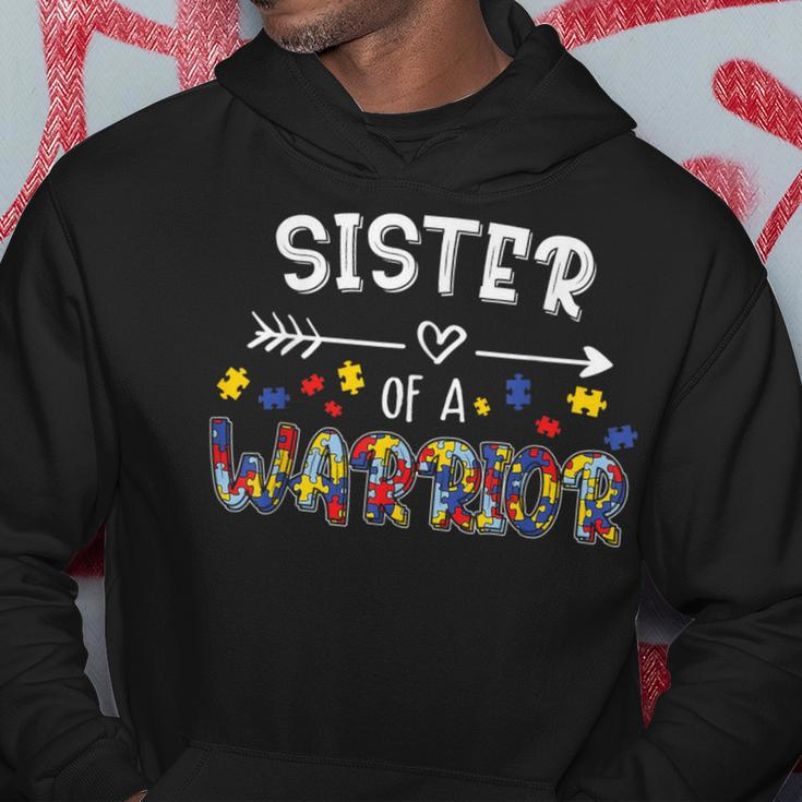 Sister Of A Warrior Family Sis World Autism Awareness Day Hoodie Funny Gifts