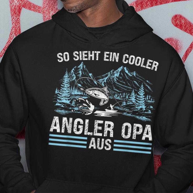 So Sieht ein Cooler Angler Opa Aus Hoodie Schwarz für Männer Lustige Geschenke