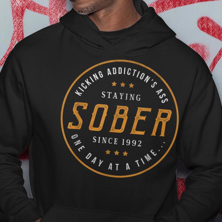 Sober Est 1992 30 Years Sobriety Anniversary Quote Hoodie Unique Gifts