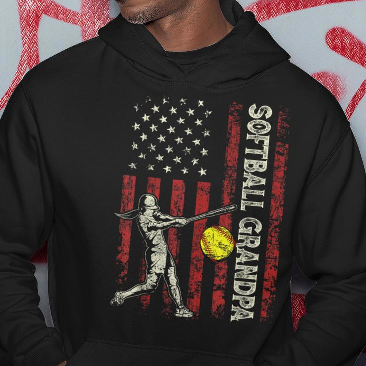 Softball Grandpa Us Flag Dad Patriotic Fathers Day Hoodie Unique Gifts
