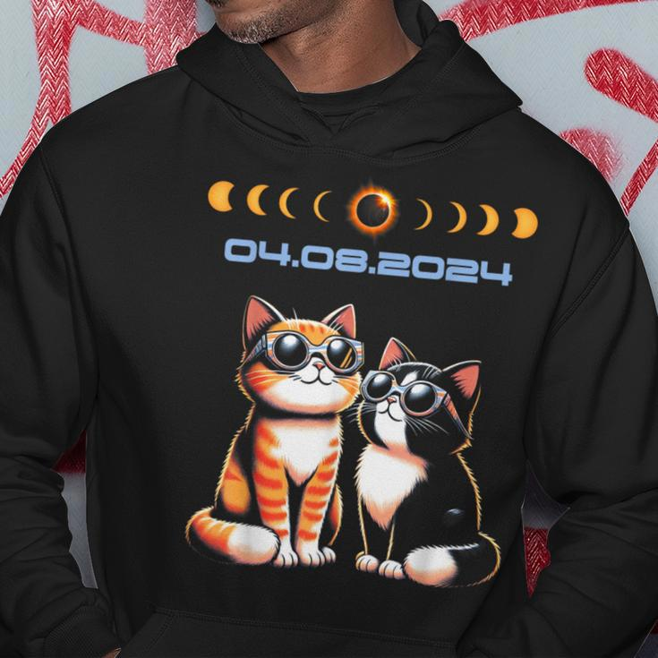 Solar Eclipse 2024 Cats Wearing Solar Eclipse Glasses Hoodie Unique Gifts