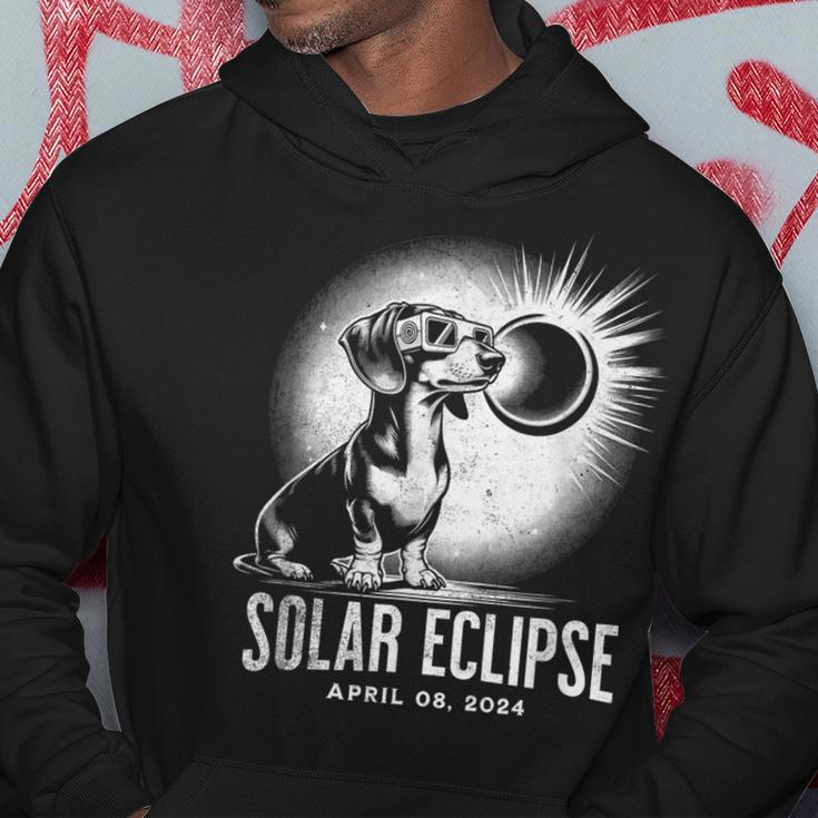 Solar Eclipse 2024 Dachshund Wearing Glasses Hoodie Funny Gifts