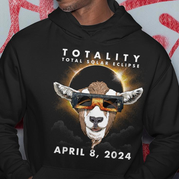 Solar Eclipse 2024 Goat Wearing Eclipse Glasses Hoodie Unique Gifts