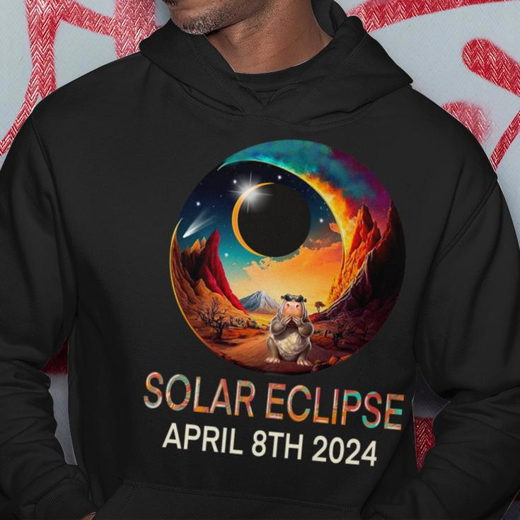 Solar Eclipse 2024 Hippo Wearing Solar Eclipse Glasses Hoodie Unique Gifts