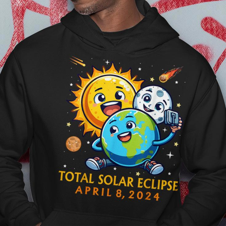 Solar Eclipse April 8 2024 Cute Earth Sun Moon Selfie Space Hoodie Funny Gifts
