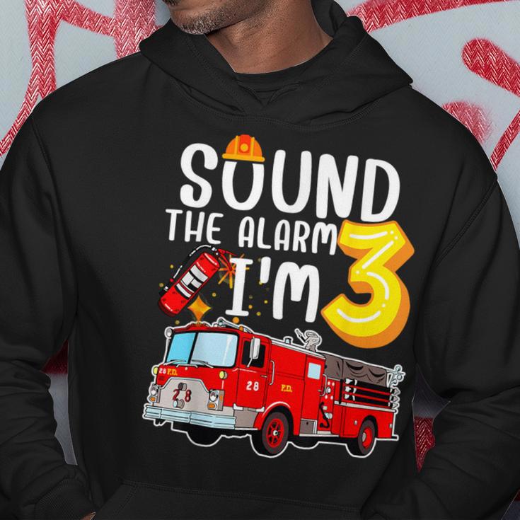 Sound The Alarm I'm 3 3Rd Birthday Fireman Firetruck Boys Hoodie Unique Gifts