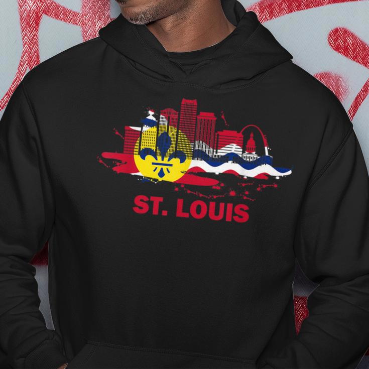 St Louis City Flag Downtown Skyline St Louis Skyline Hoodie Unique Gifts