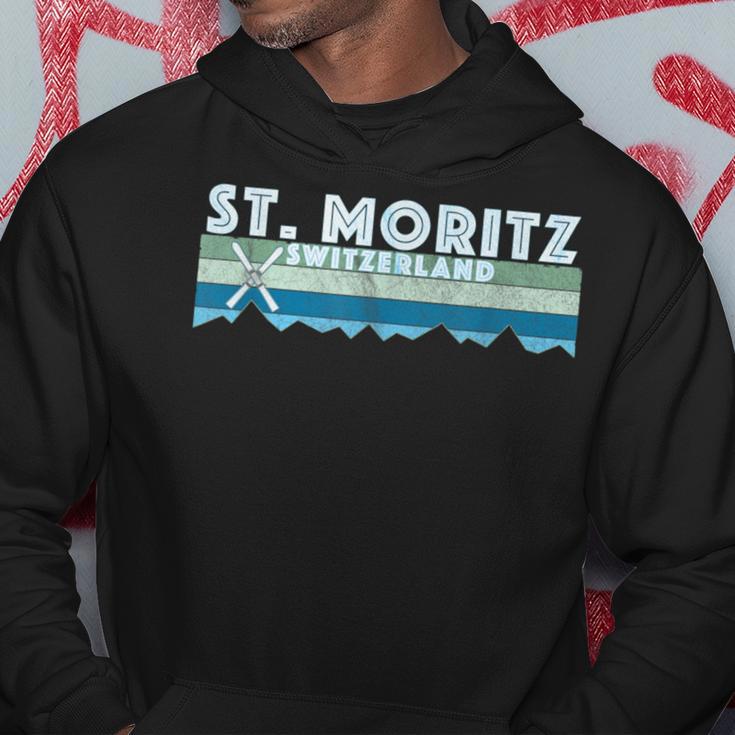 St Moritz Ski Illustration Retro Vintage St Moritz Hoodie Lustige Geschenke