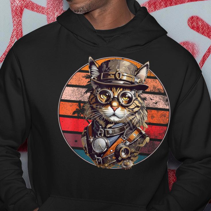 Steampunk Cat Retro Sunset Glasses Hat And Watches Kapuzenpullover Lustige Geschenke