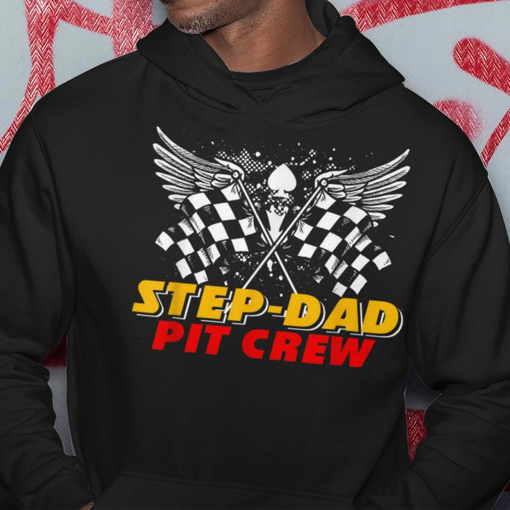 Step-Dad Pit Crew Race Car Birthday Party Matching Family Hoodie Unique Gifts