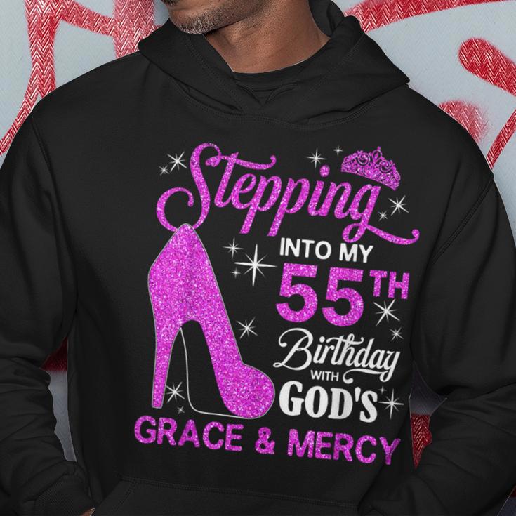 Stepping Into My 55Th Birthday With God's Grace And Mercy Hoodie Unique Gifts