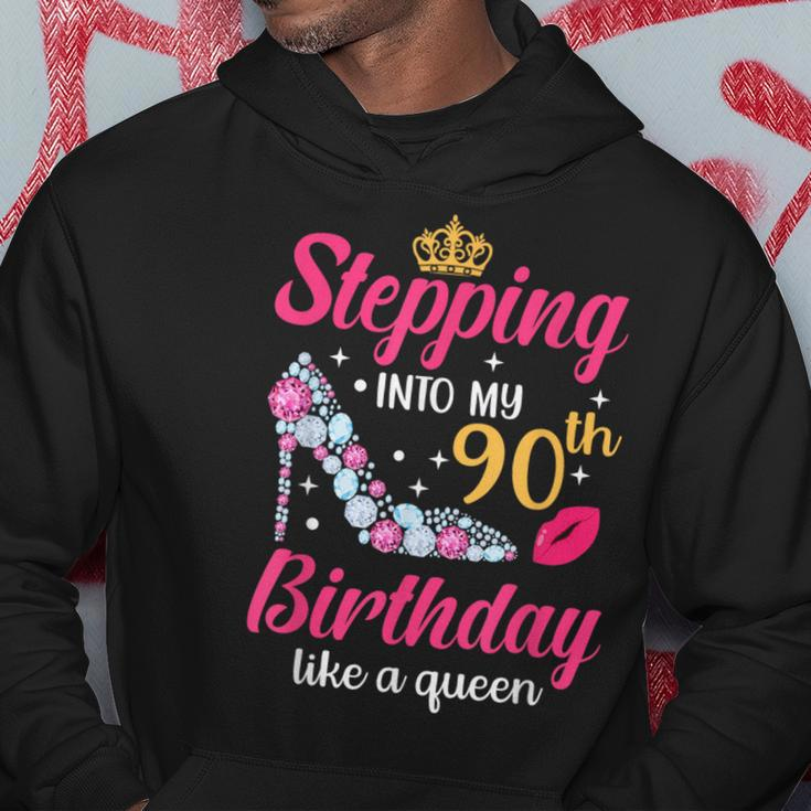 Stepping Into My 90Th Birthday Like A Queen Hoodie Personalized Gifts
