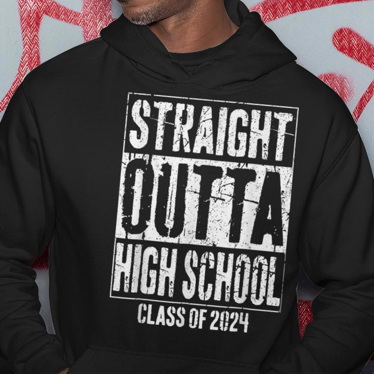 Straight Outta High School Graduation Class Of 2024 Grad Hoodie Funny Gifts