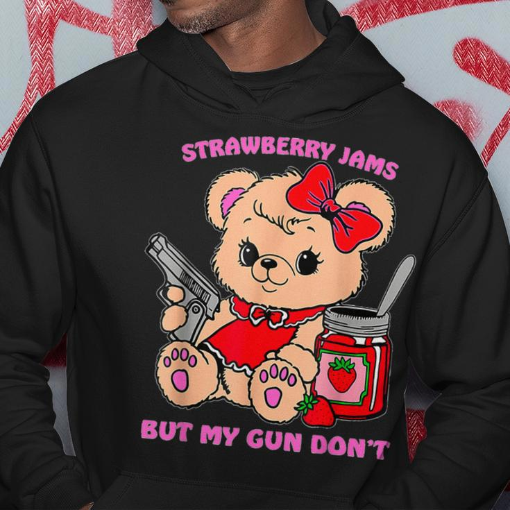 Strawberry Jams But My Gun Don't Teddy Bear Meme Hoodie Funny Gifts