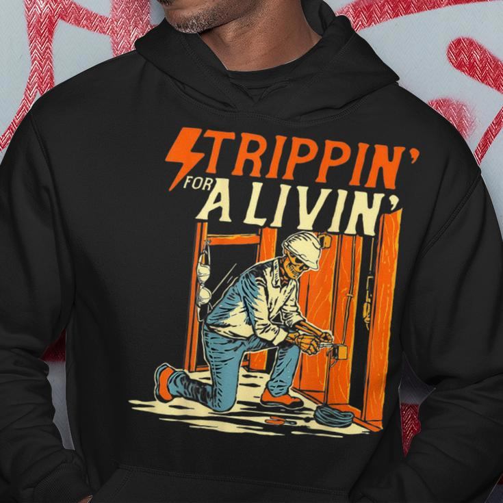 Stripping For A Living Powerline Father’S Day Electricians Hoodie Unique Gifts