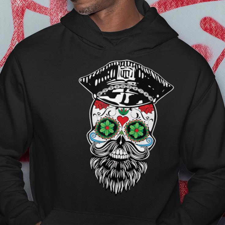 Sugar Skull Gay Daddy Bear & Biker Hat Leather Sugar Skull Hoodie Unique Gifts