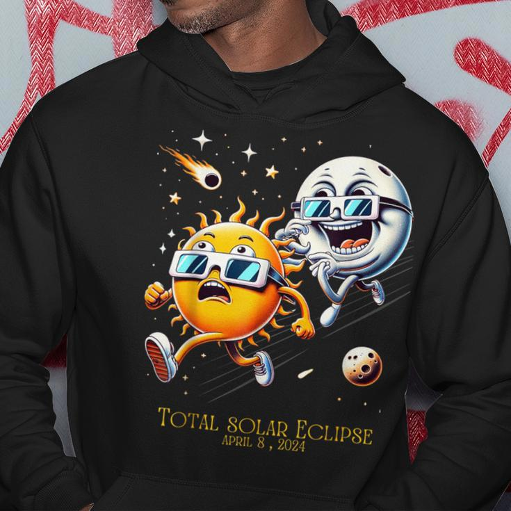 Sun Flees Moon Eclipse Chase Total Solar Eclipse 8-4-2024 Hoodie Unique Gifts