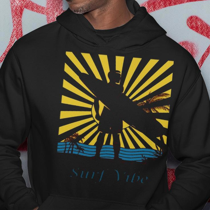 Surf Vibe Surfer Surf Board Mens Boys Surfing Hoodie Unique Gifts