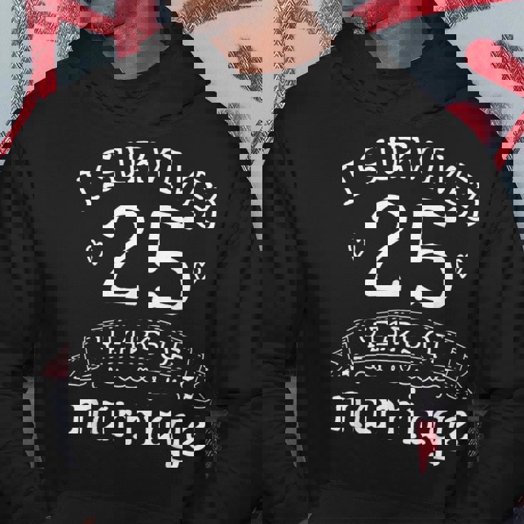 I Survived 25 Years Of Marriage Couple 25Th Anniversary Hoodie Personalized Gifts