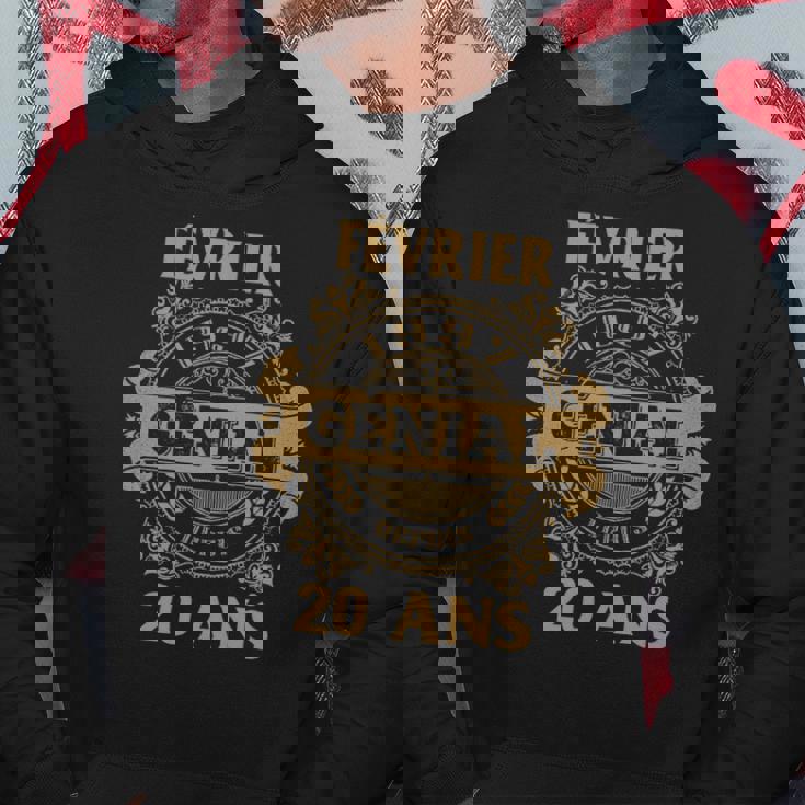 Sweat à capuche Noir Février Génial 20 Ans Design Vintage Doré Cadeaux drôles