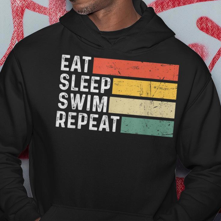 Swimming Swimmer Retro Vintage Eat Sleep Swim Repeat Hoodie Unique Gifts