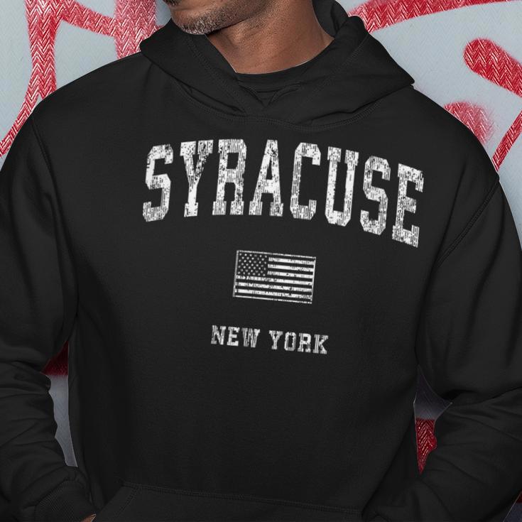 Syracuse New York Ny Vintage American Flag Hoodie Unique Gifts