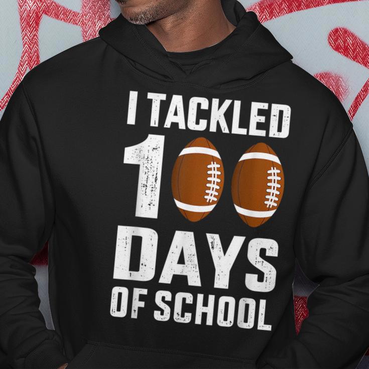 I Tackled 100 Days School 100Th Day Football Student Teacher Hoodie Unique Gifts