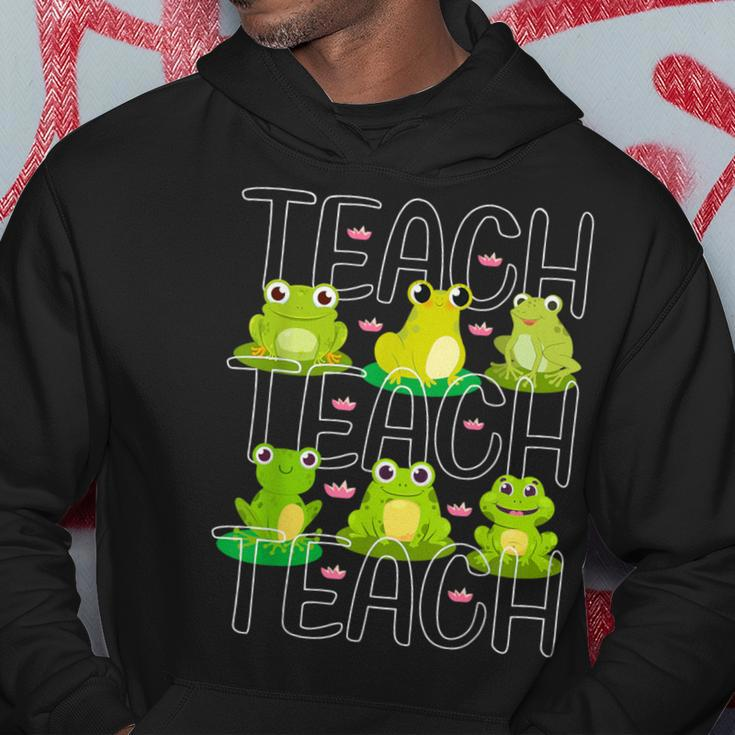Teacher Cute Frogs Pet Animal Lover Teaching School Student Hoodie Funny Gifts