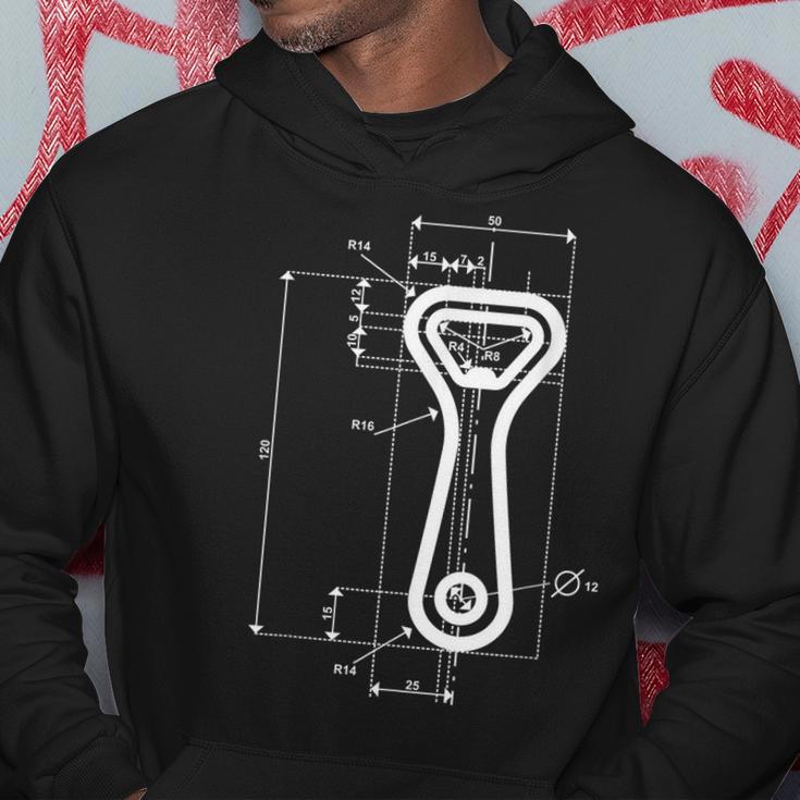 Technische Zeichnung Flaschenöffner Hoodie Lustige Geschenke