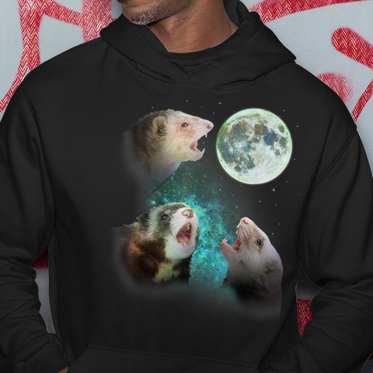 Three Ferrets Howl At Moon 3 Wolfs Wolves Parody Hoodie Funny Gifts
