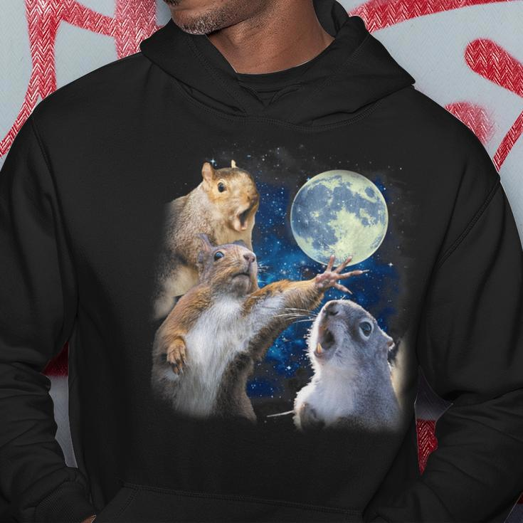 Three Squirrels Howling At The Moon Lover Animal Squirrel Hoodie Personalized Gifts