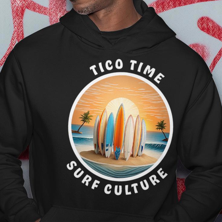 Tico Time Surf Culture Costa Rican Surfboard Vibe Hoodie Unique Gifts