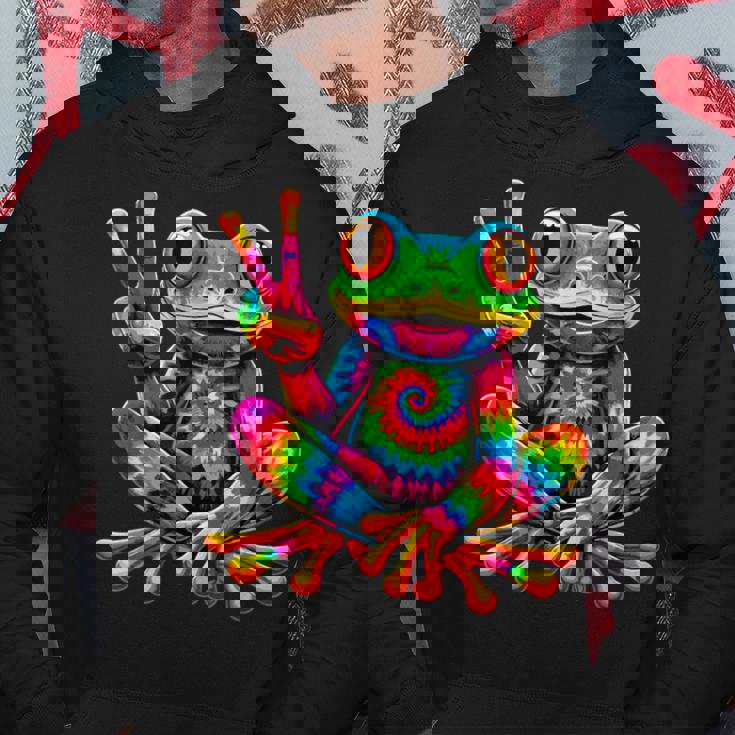 Tie-Dye Cool Frog Peace Sign Hippie Hoodie Unique Gifts