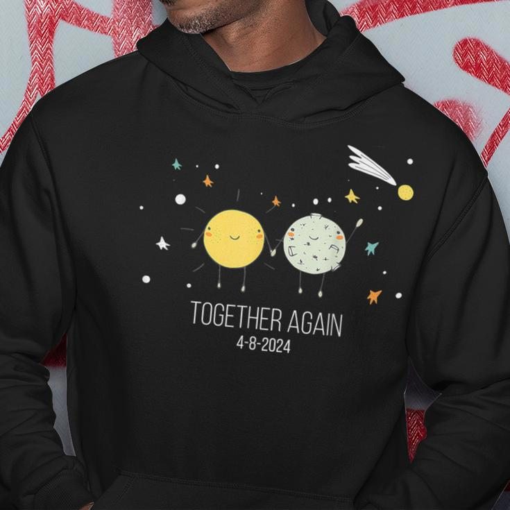 Together Again Retro Sun And Moon Holding Hands Eclipse 2024 Hoodie Funny Gifts