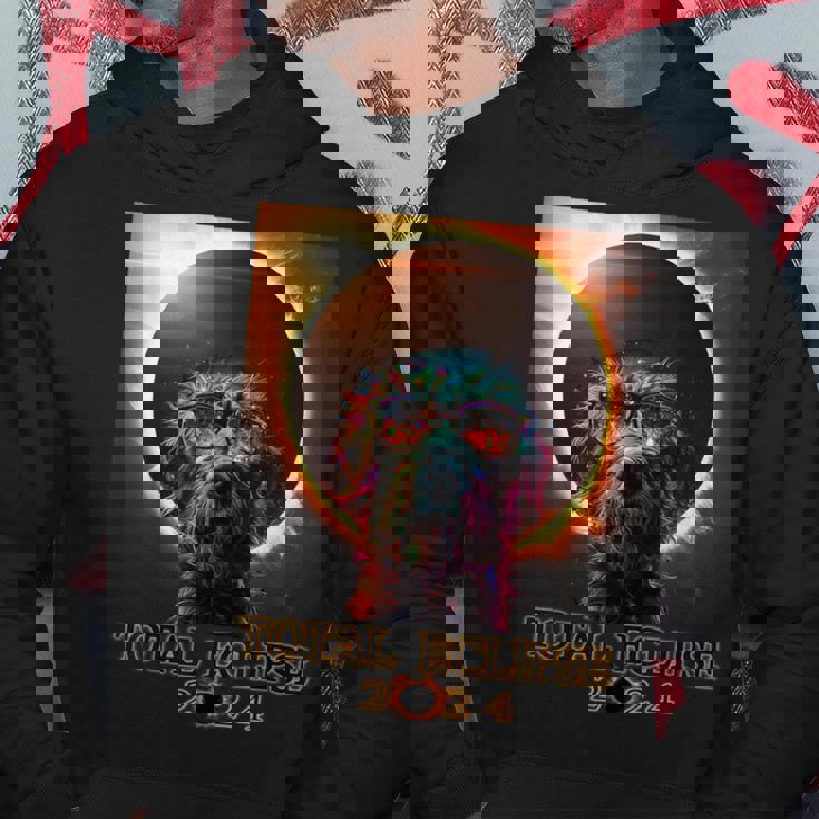 Total Eclipse April 8 2024 Irish Wolfhound Dog With Glasses Hoodie Unique Gifts