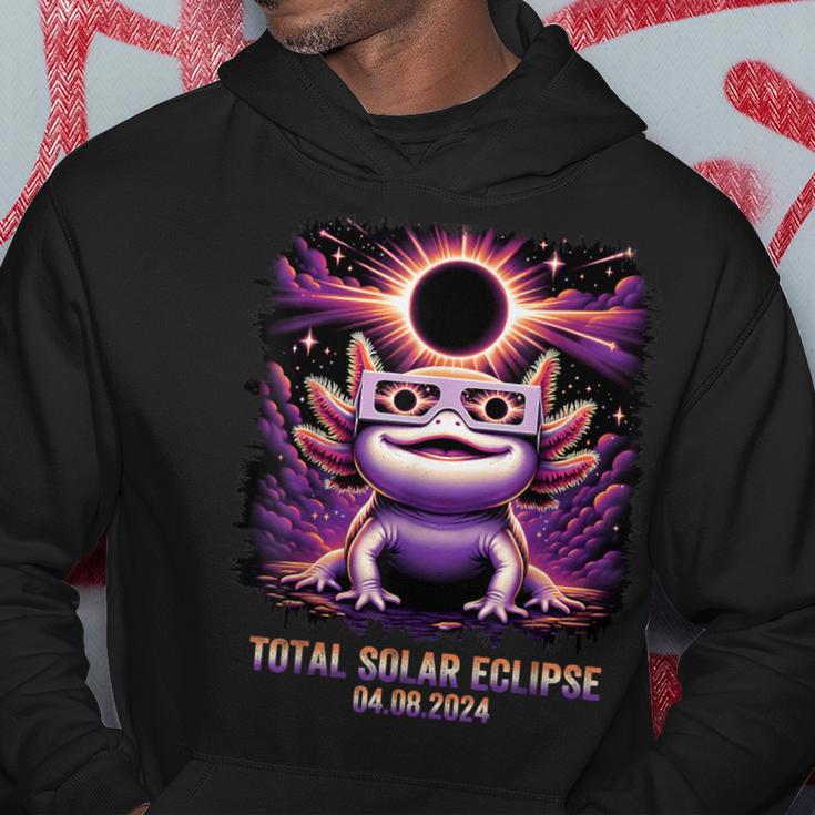 Total Solar Eclipse 2024 Axolotl Wearing Glasses Astronomy Hoodie Unique Gifts