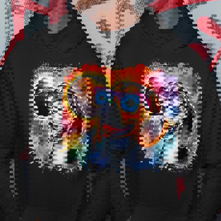 Total Solar Eclipse 2024 Colorful Beagle Dog Wearing Glasses Hoodie Unique Gifts